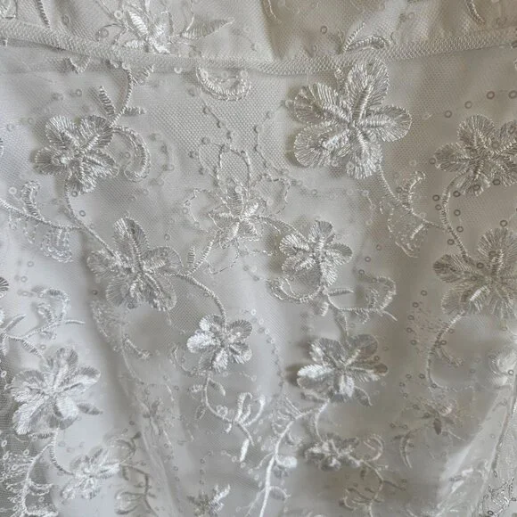 Adrianna Papell Woman SZ 10 NWT  3D Embroidered High Low Dress Ivory Fairy - Picture 3 of 10